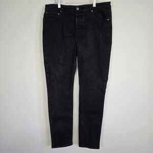 Ksubi Jeans Mens 38x32 Black Faded Slim‎ Fit Cross Embroidery Streetwear KM74